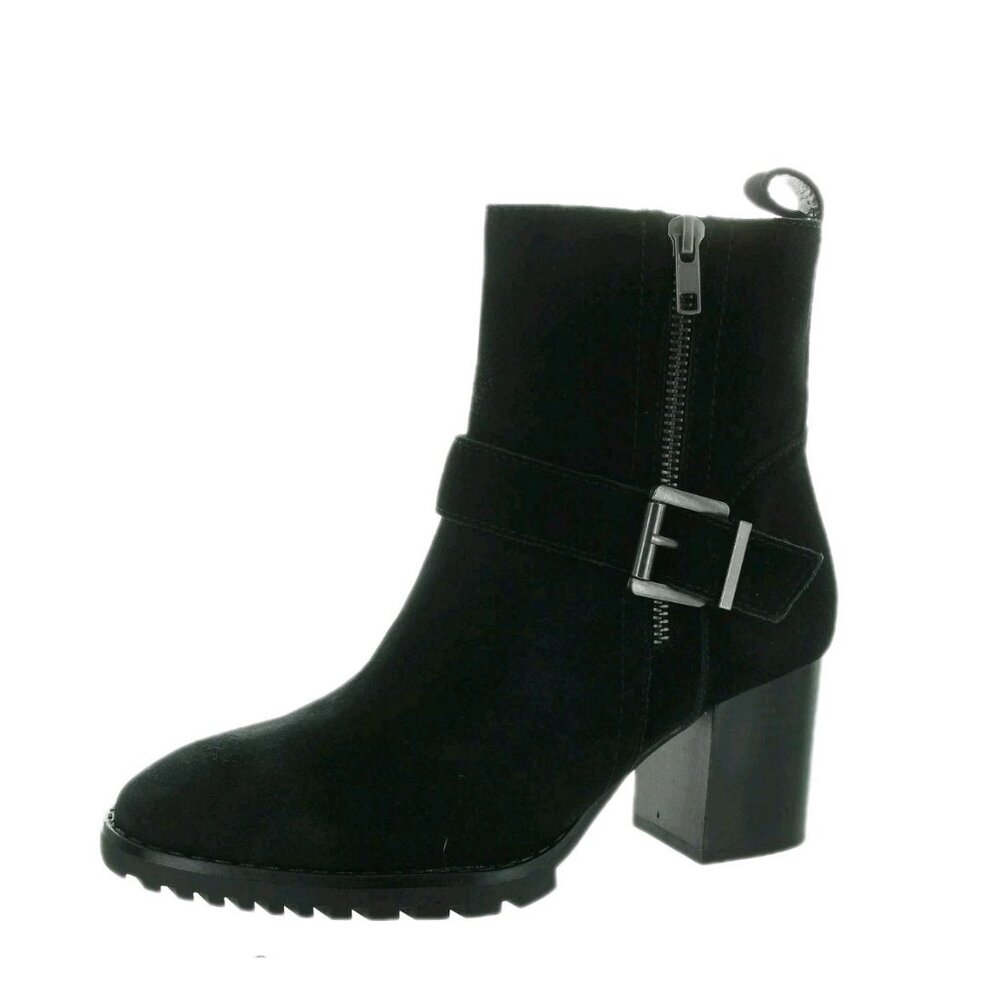 Blondo Talyn Black Waterproof Suede Ankle Boots Womens Zip Booties Size 6.5
